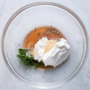 mixture of sour cream vinegar, sugar